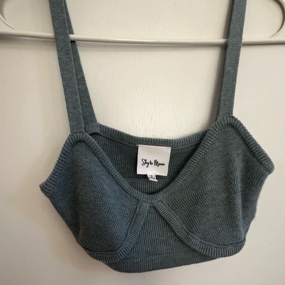 Bralette and sweater combo, cute blue cropped combo - Picture 2 of 5